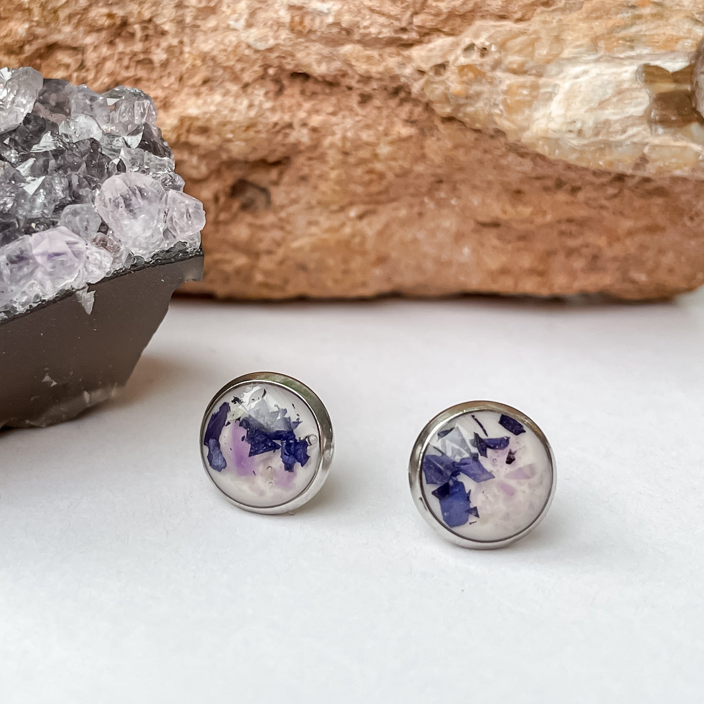 February Stud Earrings - Violet & Amethyst