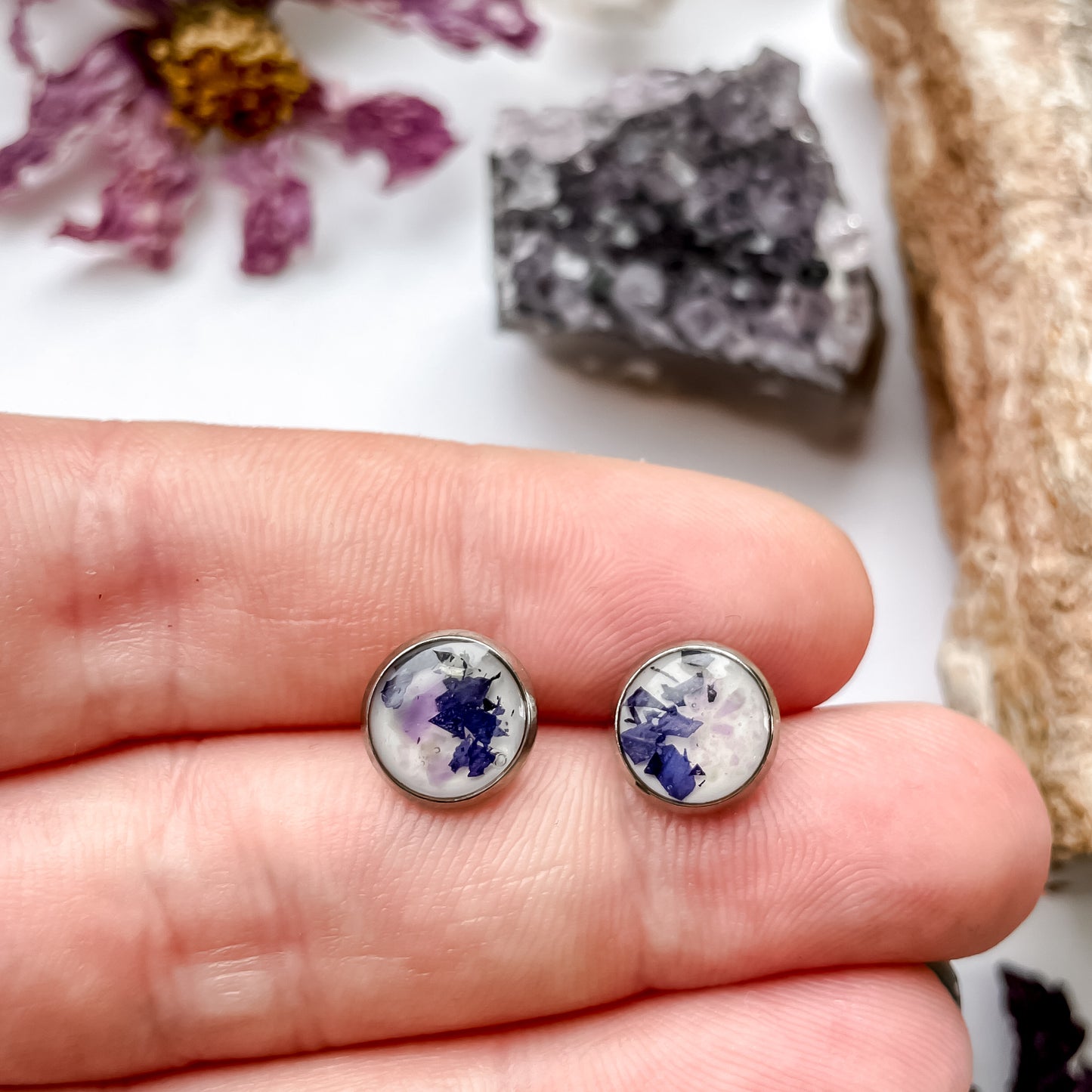 February Stud Earrings - Violet & Amethyst