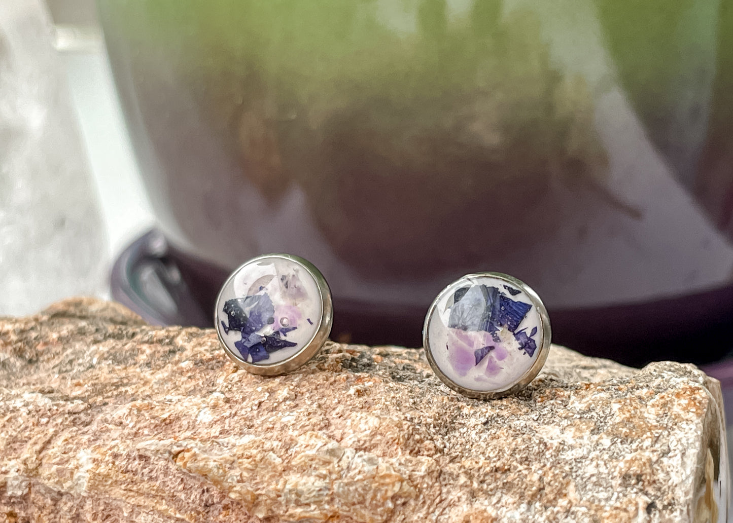 February Stud Earrings - Violet & Amethyst