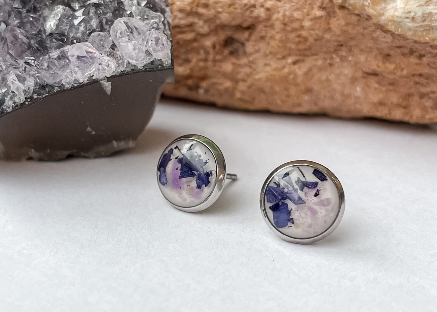 February Stud Earrings - Violet & Amethyst