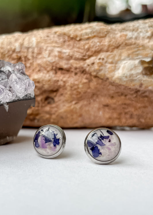 February Stud Earrings - Violet & Amethyst