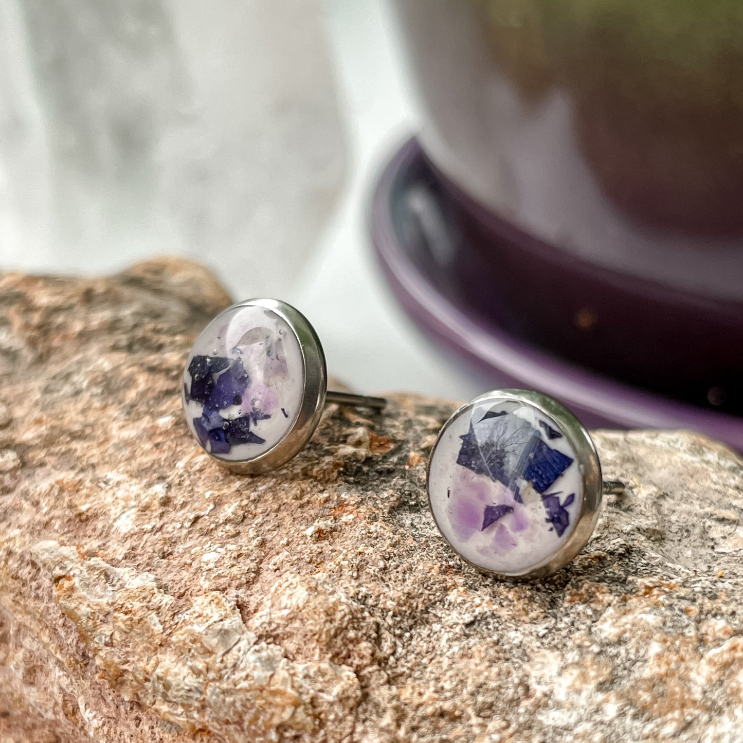 February Stud Earrings - Violet & Amethyst