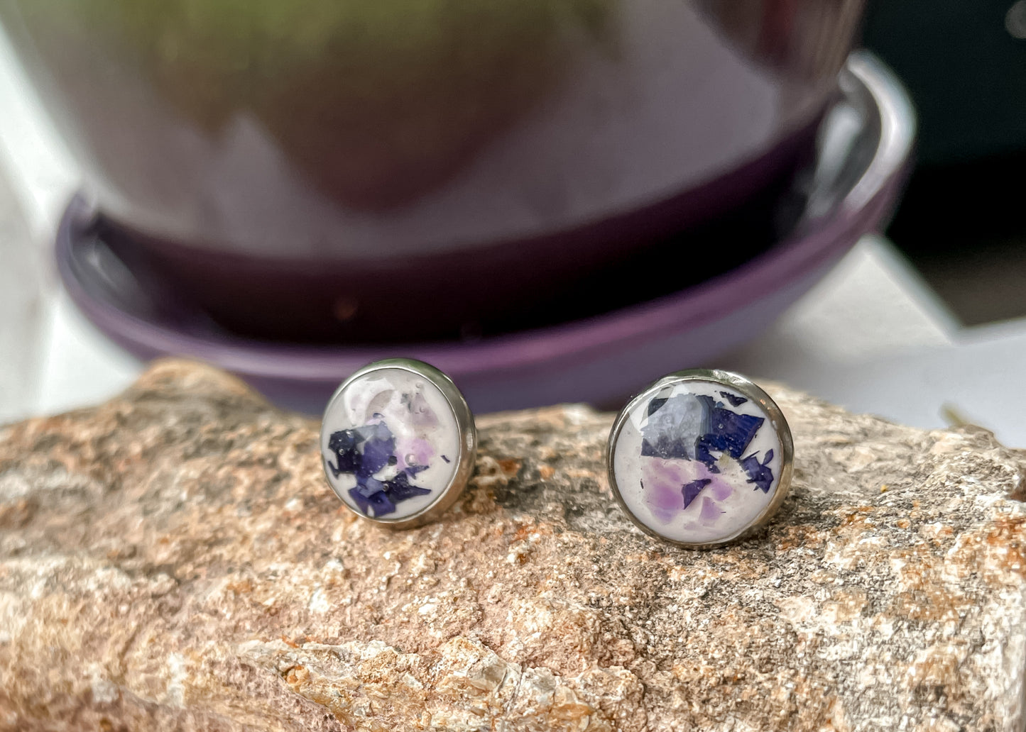 February Stud Earrings - Violet & Amethyst