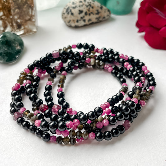 July Bracelet - Ruby & Black Onyx